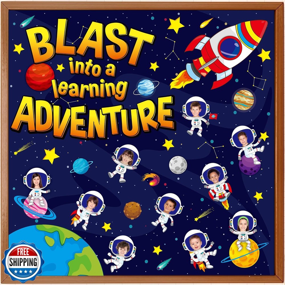 Outer Space Bulletin Board Classroom Decorations Set Galaxy Planet Spacecraft