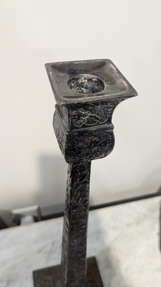 Antique E.G. Webster & Son Repousse Silverplate on Copper Candlestick