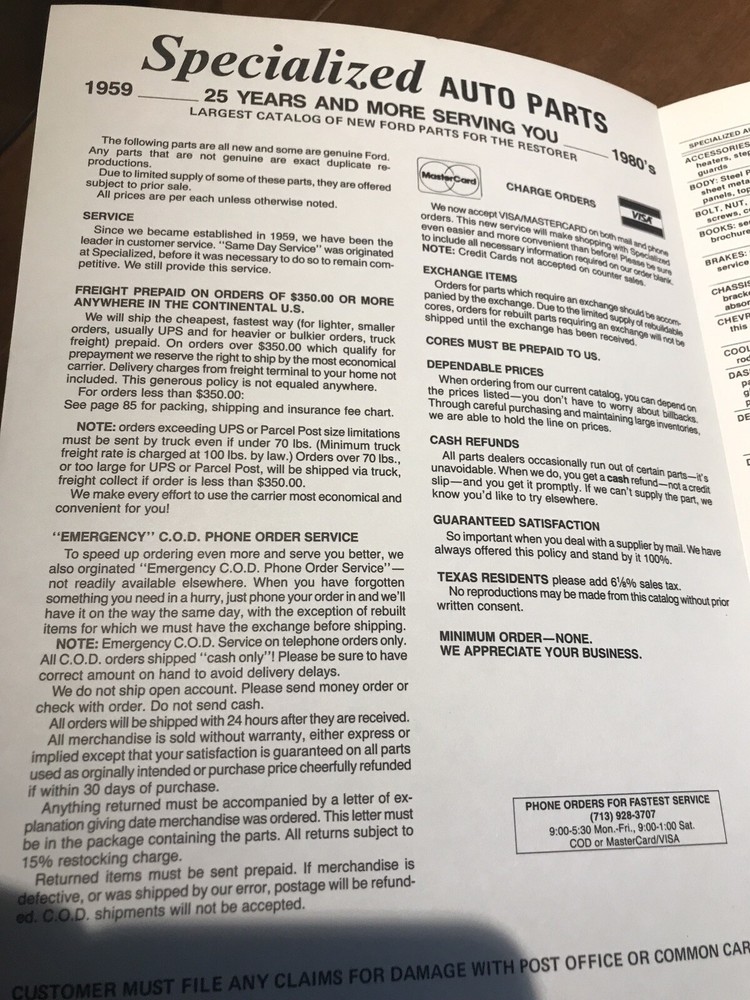 1985 Specialized Auto Parts Catalog Cat.No.47