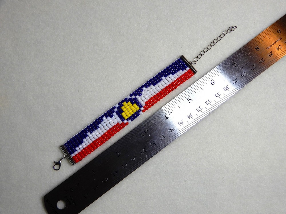 Utah state flag bead bracelet, handmade, adjustable length, beehive state