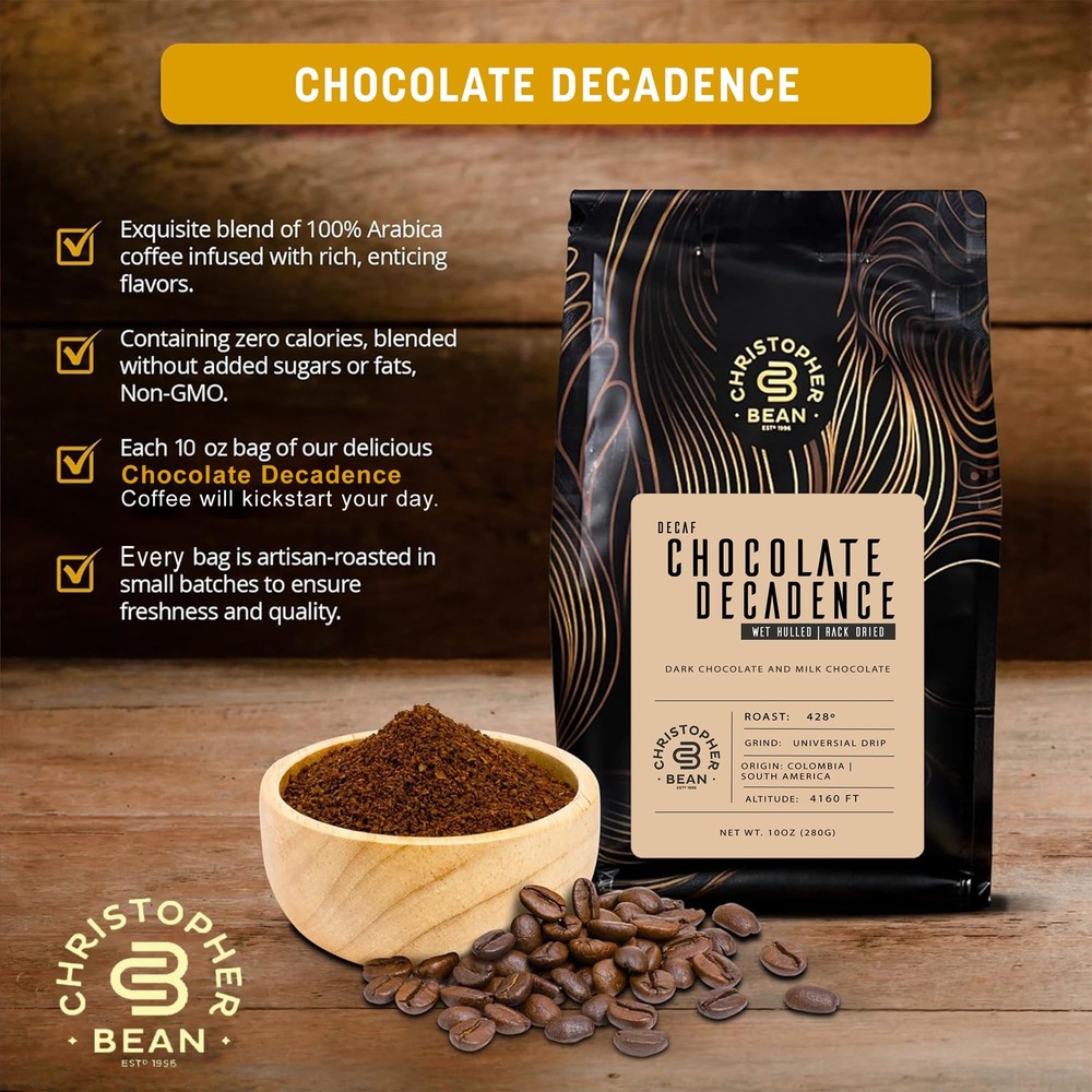 Decaf Chocolate Decadence Flavored Coffee 10-Ounce by Christopher Bean