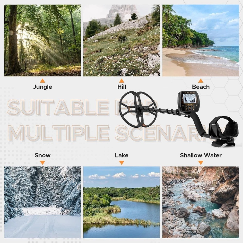 13" Professional Waterproof Metal Detector with LCD Display & Pinpoint Feature