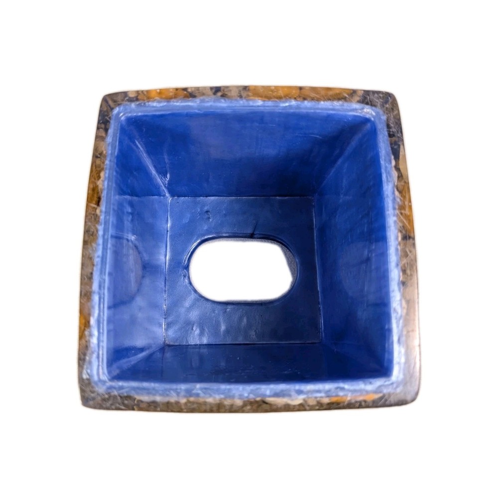 Blue Acrilic Shell Tissue Box Cover. Marbleizing W Fan & Periwinkle Shells Beach