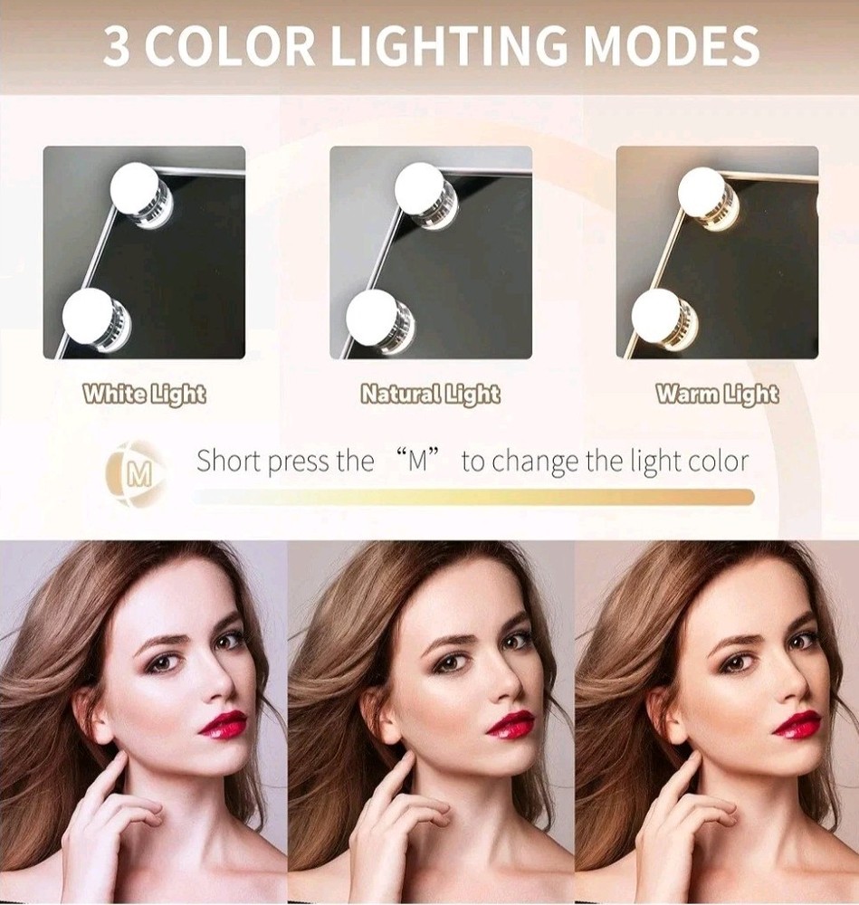 Hollywood Vanity Mirror w/Lights 15 LED Bulbs Tabletop/Wall Mount Touch Control
