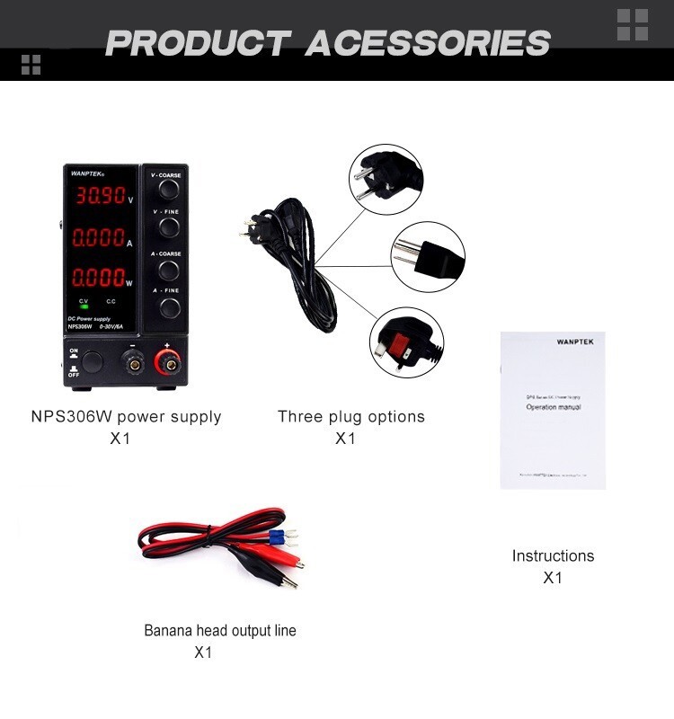 Adjustable 0~30V 0~10A DC Power Supply Lab Variable Regulated Bench Switching