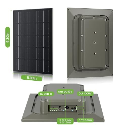 8W Solar Panel for Trail Hunting Camera,Built-in 12V/3700 solar panel 1.0