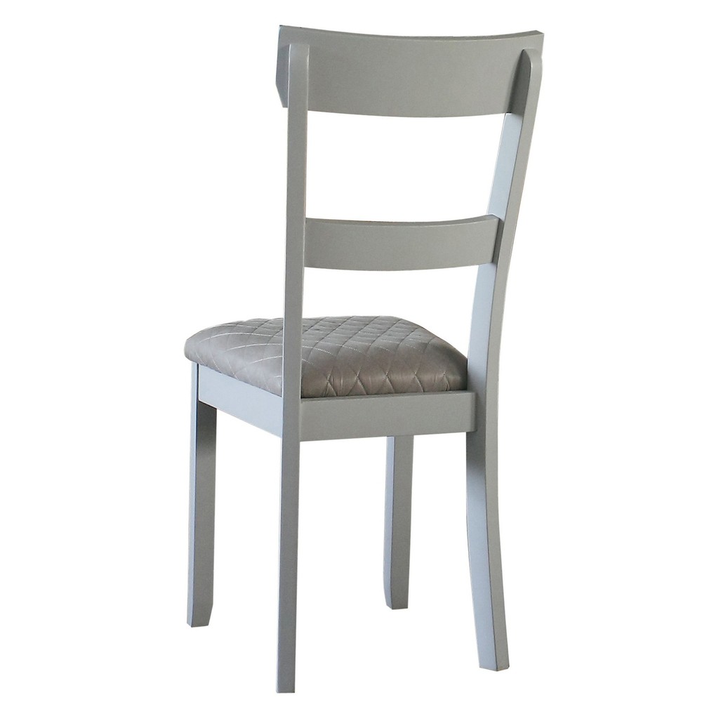 Two Tone Grey and Pearl Grey Ladder Back Side Chairs