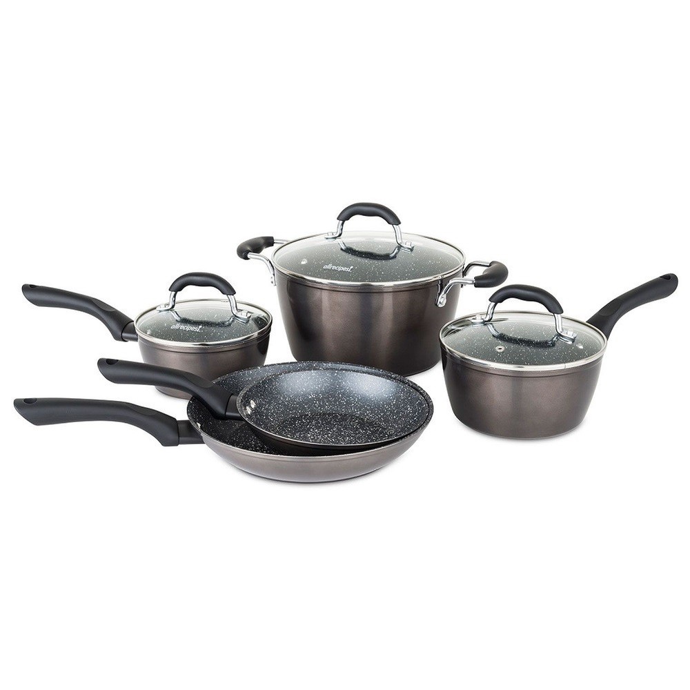 Allrecipes 8Piece Sizzle Sensor Nonstick Cookware Set Graphite