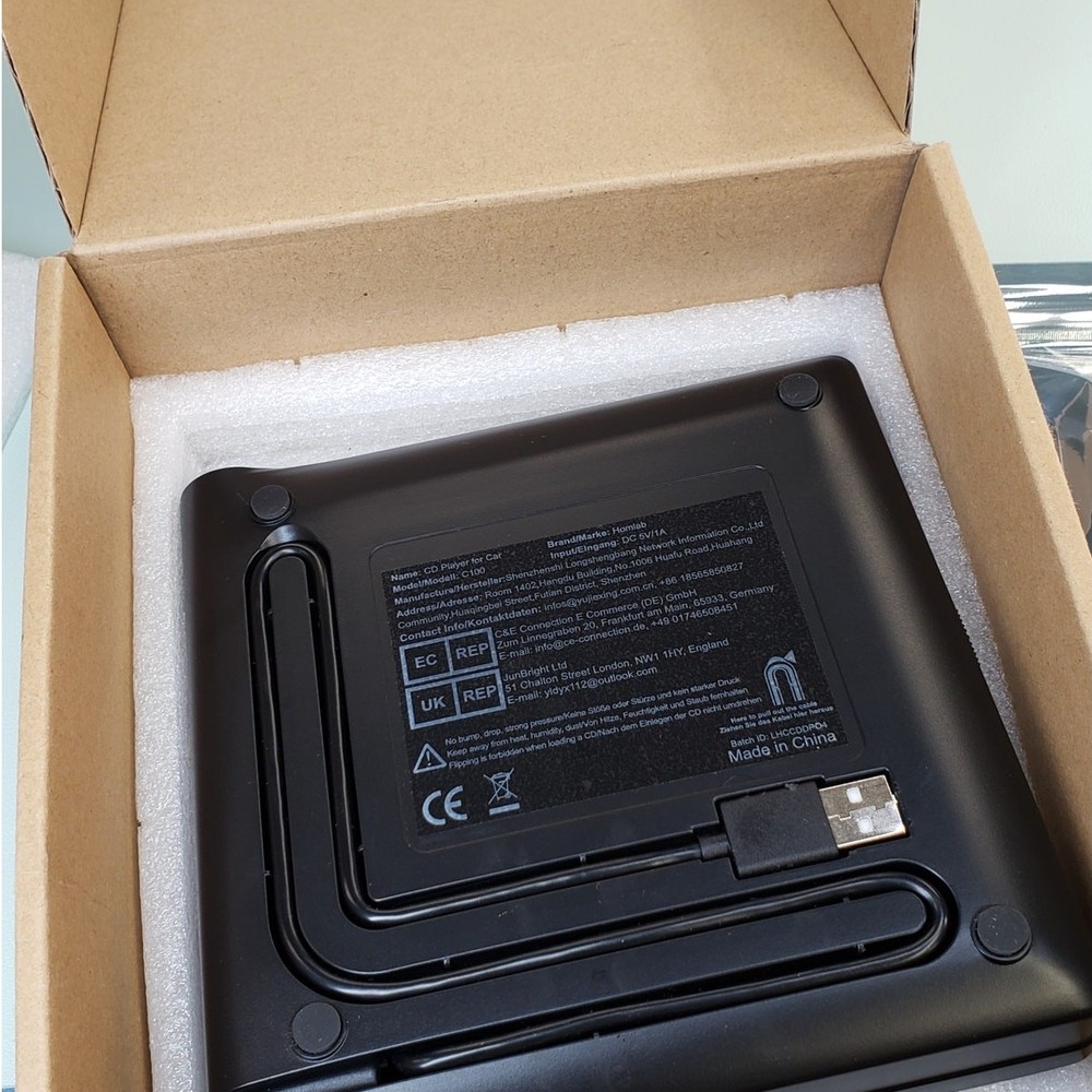 Homlab Cd Player - External Car CD Player with remote and USB cable