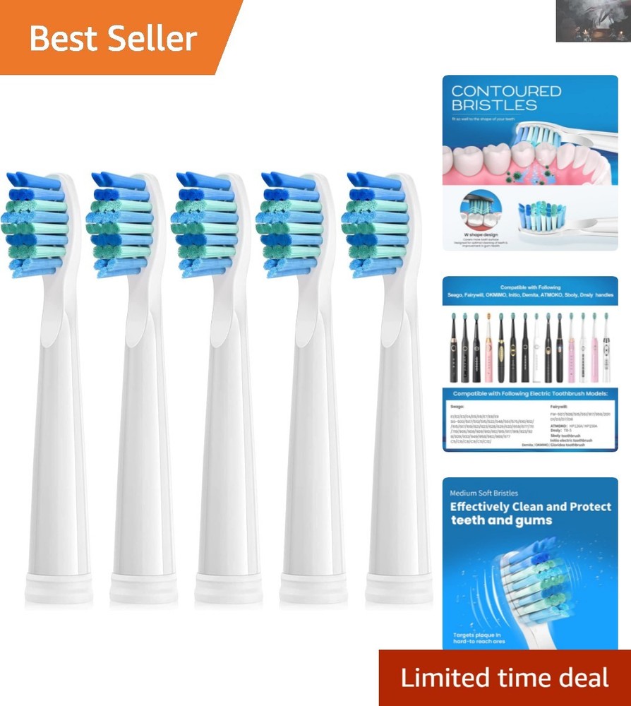 Expertly Designed 5 Pack Toothbrush Replacement Heads - Gentle & Effective