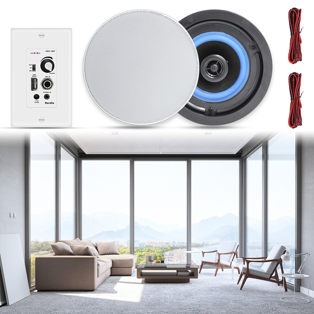 Herdio 4 Pack Bluetooth Ceiling Speakers with in Wall Amplifier Theater System