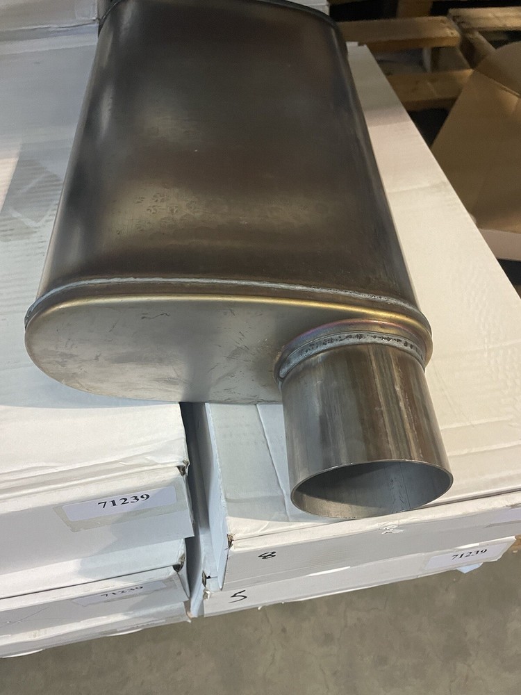 Rush Performance Perforated 3” Offset Inlet And Outlet Muffler Straight Through