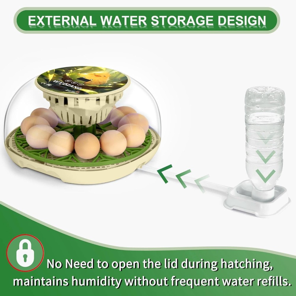 Multi-Function Egg Hatcher with Automatic Turner for Chicken, Duck & Quail Eggs