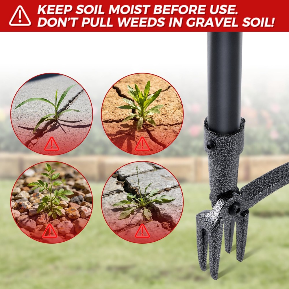 Weed Puller, Stand Up Weed Puller Tool with Steel Long Handle & 4-Claw Steel ...