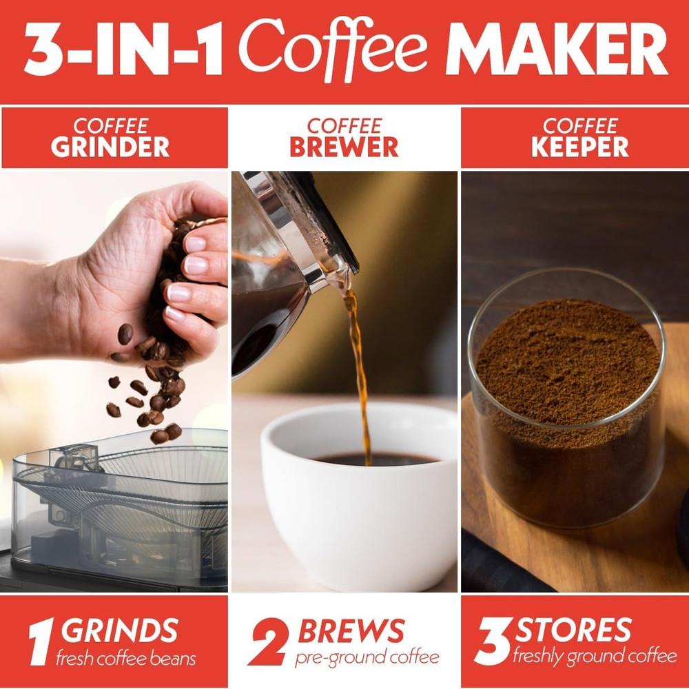 10-Cup Grind & Brew Coffee Maker with Built-In Grinder & Programmable Features