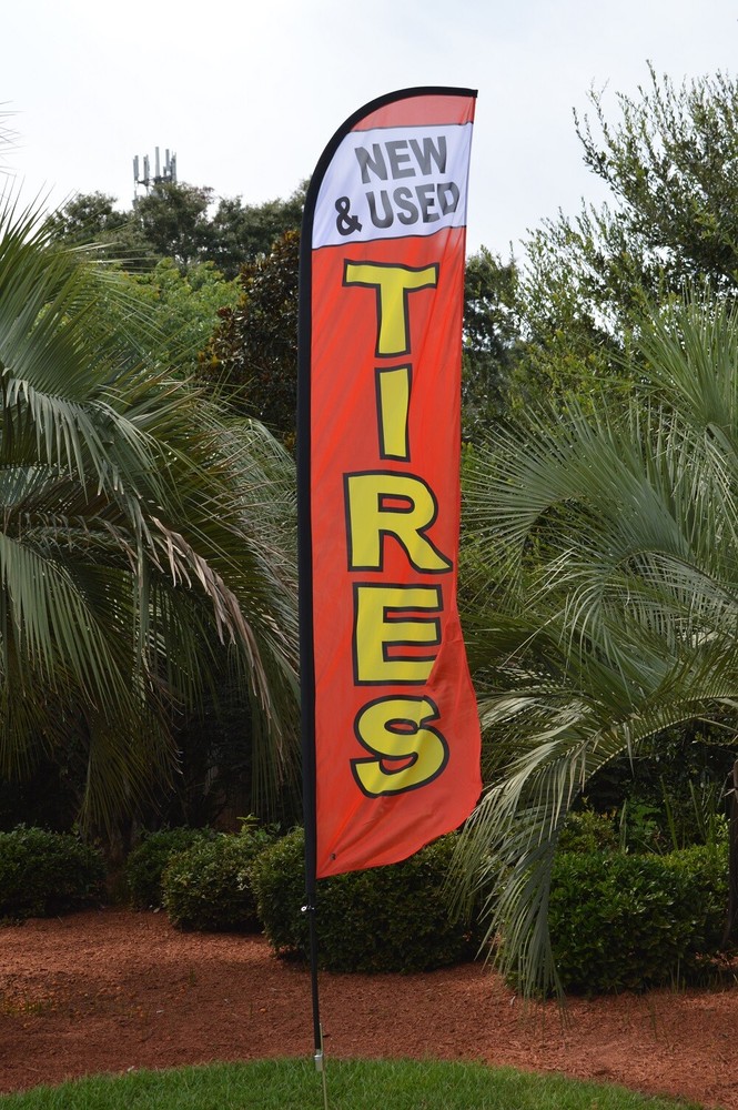 NEW & USED TIRES ~ Windless Feather Flag ~ includes Pole & Ground Stake