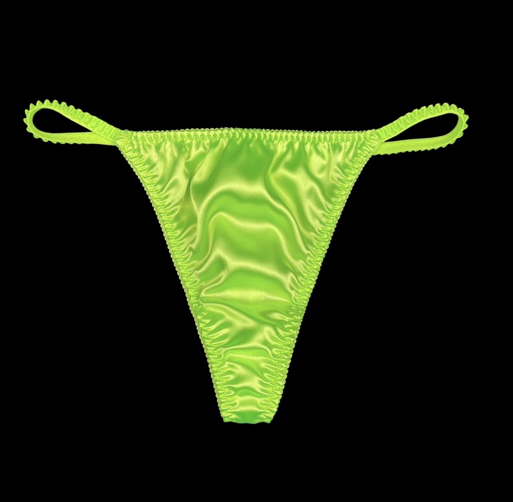 Satin String Thong Neon Yellow M