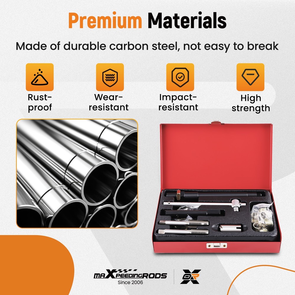 26pc 14mm Spark Plug Thread Tool Set - Fix Stripped Holes in Engine Blocks