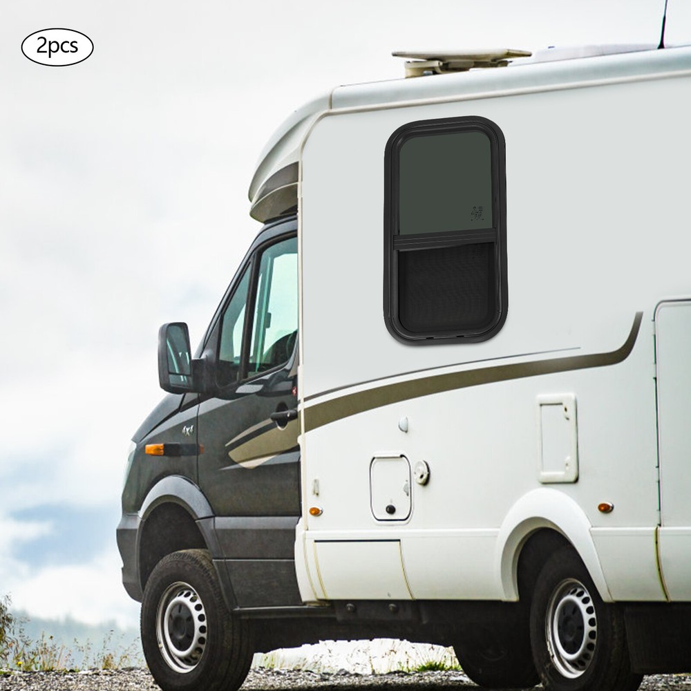 2Pcs RV Window Vertical Slide Window Venting Window w/Trim Rings Rectangular