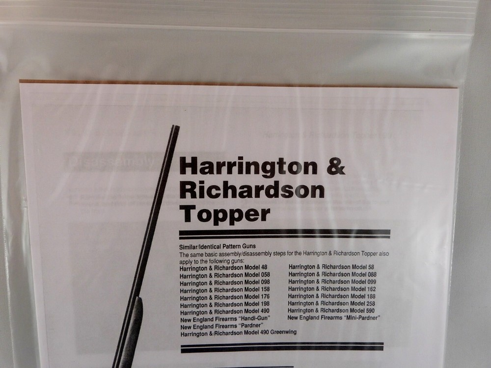 HARRINGTON & RICHARDSON TOPPER BREAK DOWN INSTRUCTION KIT