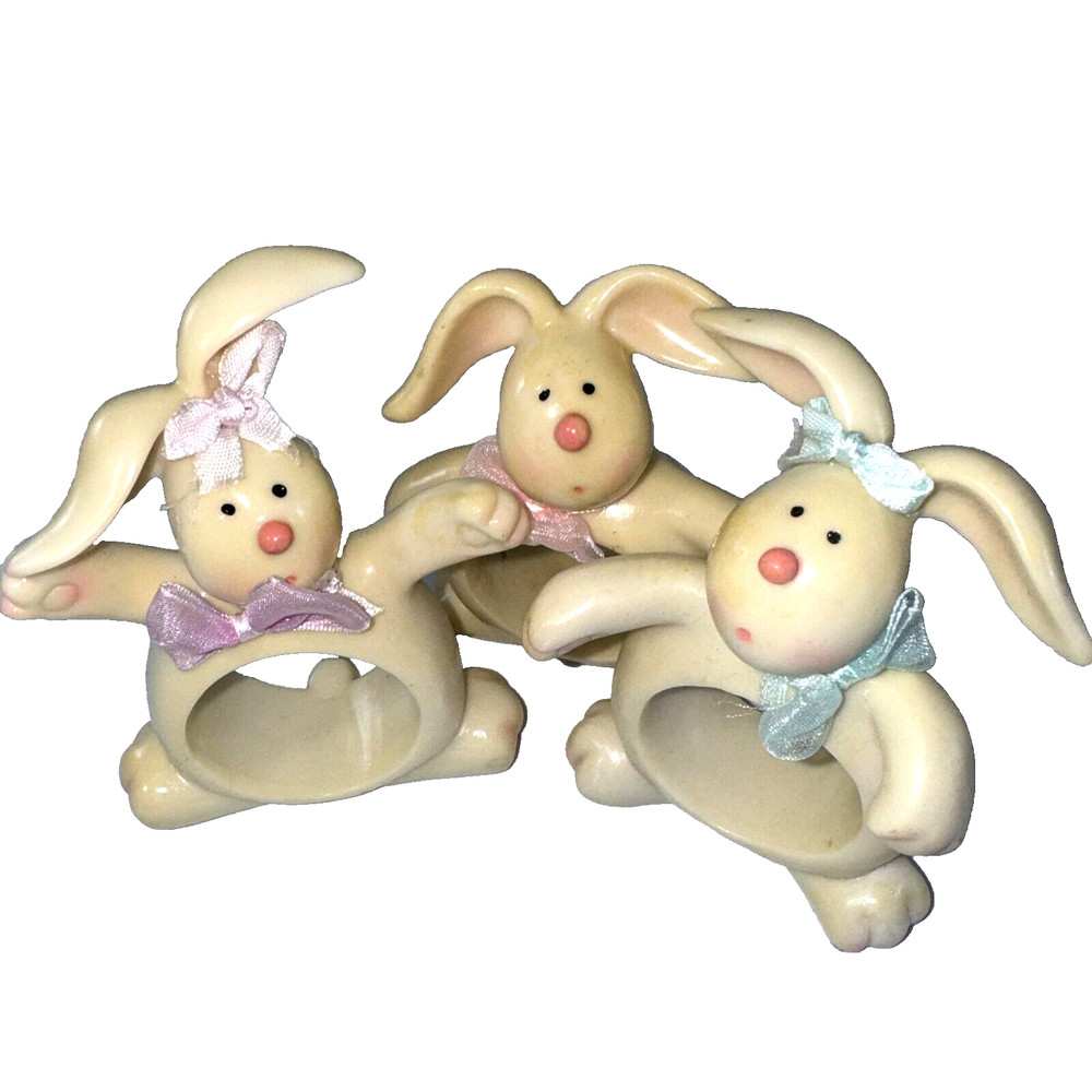 Bunnys with Bows Napkin Rings Easter Spring