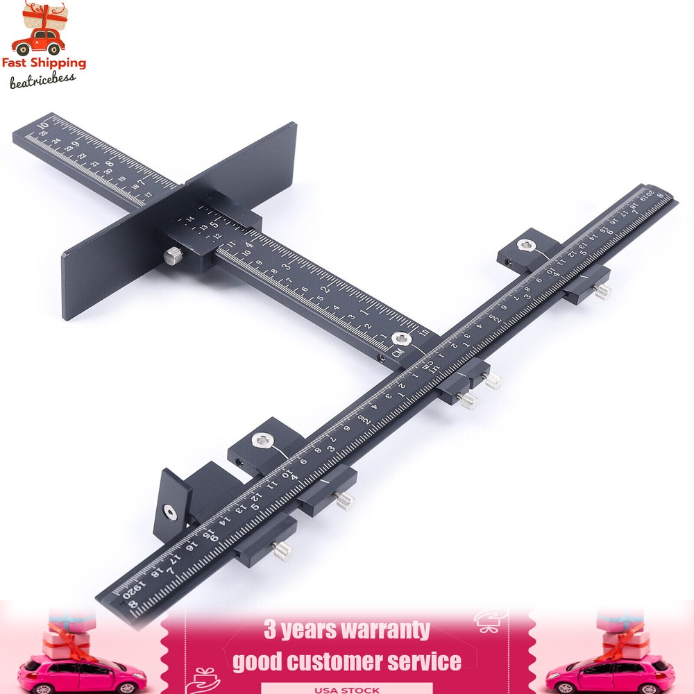 Adjustable Position Ruler Cabinet Hardware Installation Jig Woodworking Tools US