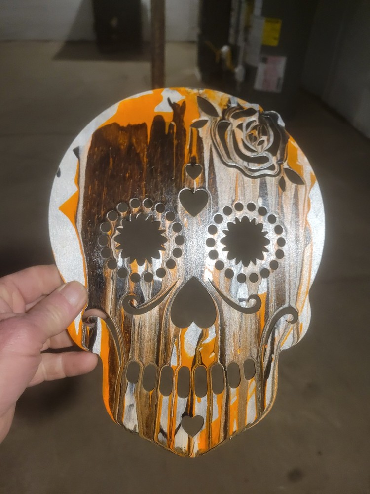 Wooden Dual Sided Painted Skull...