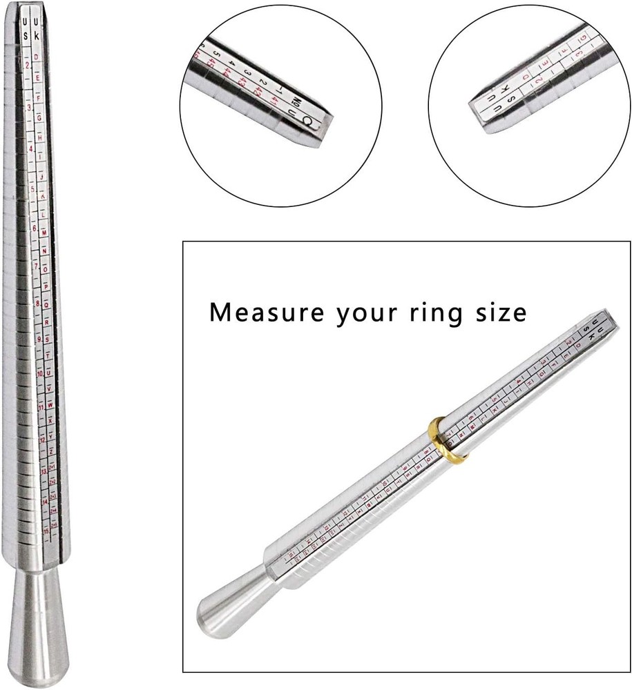 HEYMOUS Ring Sizer Mandrel Measuring Tool Steel Sizing Gauge Sizers Set...