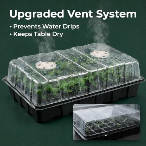 5-Set Seed Starter Tray Kits - Durable Germination Trays with Vented Domes, 200