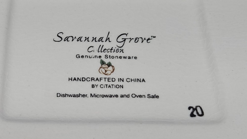 Vintage Citation Stoneware "Savannah Grove" Rectangular Baker W/Basket Holder