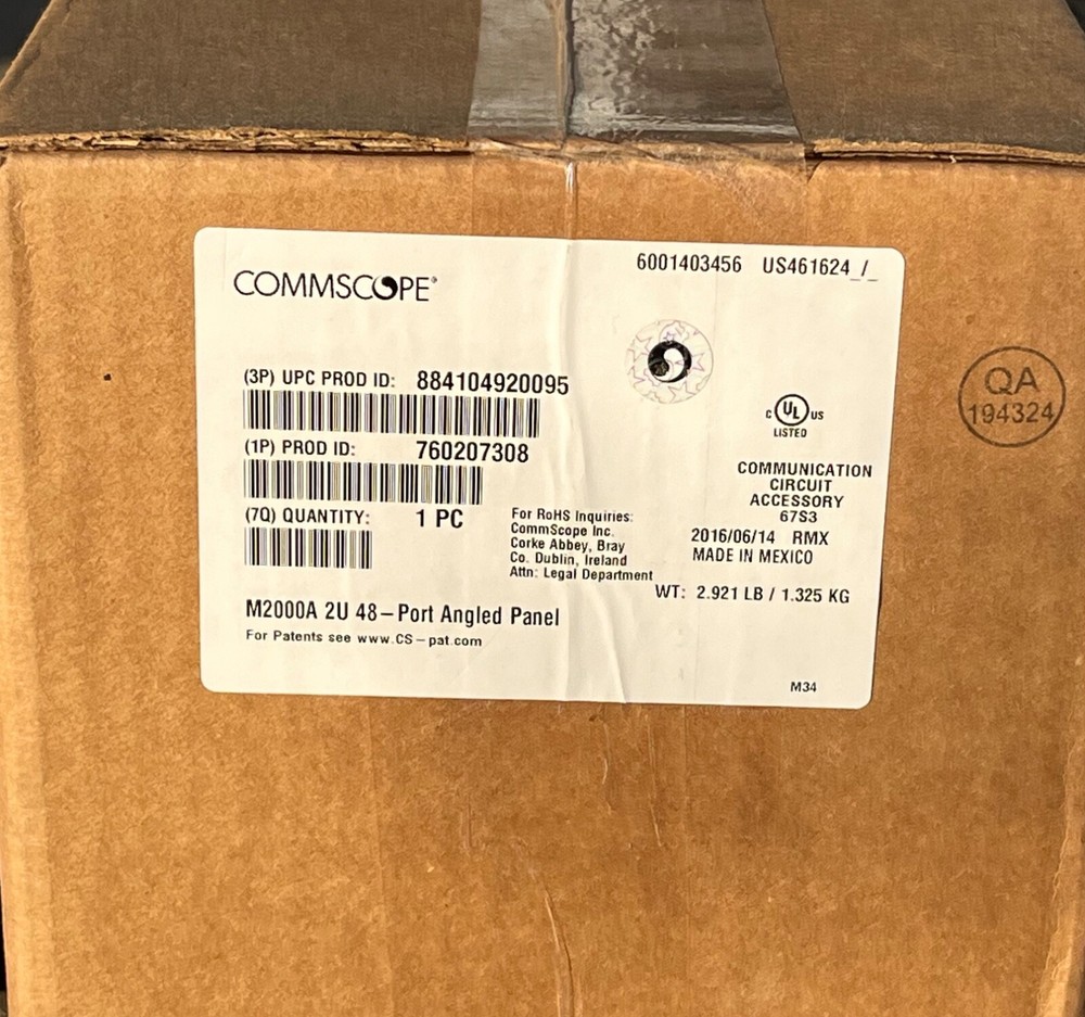 CommScope 48 port Angled Panel M2000A/2U- No Jacks.