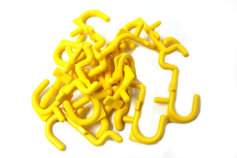 Plastic Yellow J Hook Peg Board Hook Kit Tool Storage Craft Hooks Pick A Pack