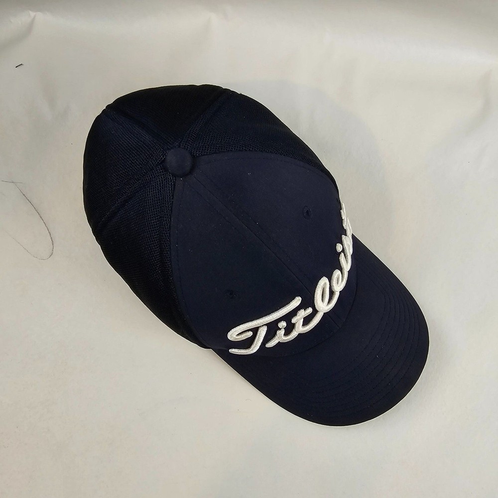 Titleist Hat Men Medium Large Blue Flex Fitted Golf Hat Cap Baseball Embroidered