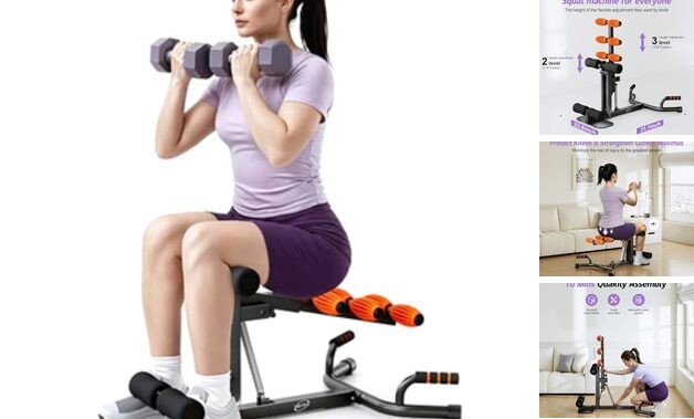 Deep Squat Machine, Adjustable Glutes Trainer Machine, Core & Abs Black&Orange