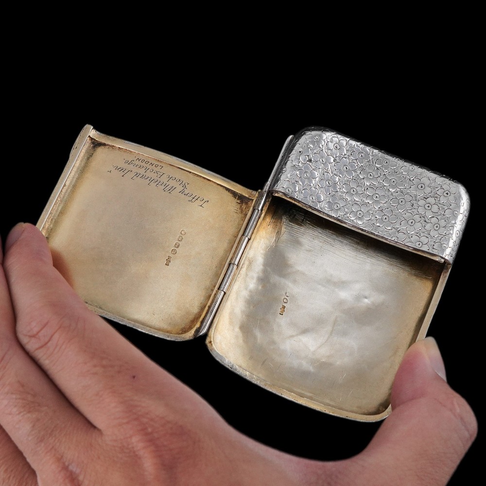 Antique Victorian Solid Silver Cigarette Case Unusual Opening Mechanism 1886