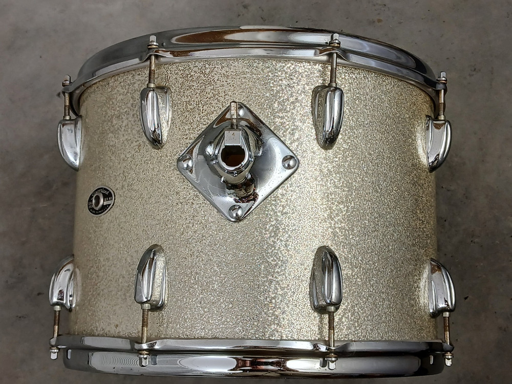 SLINGERLAND 10X14" SILVER SPARKLE TOM DRUM, 5-ply