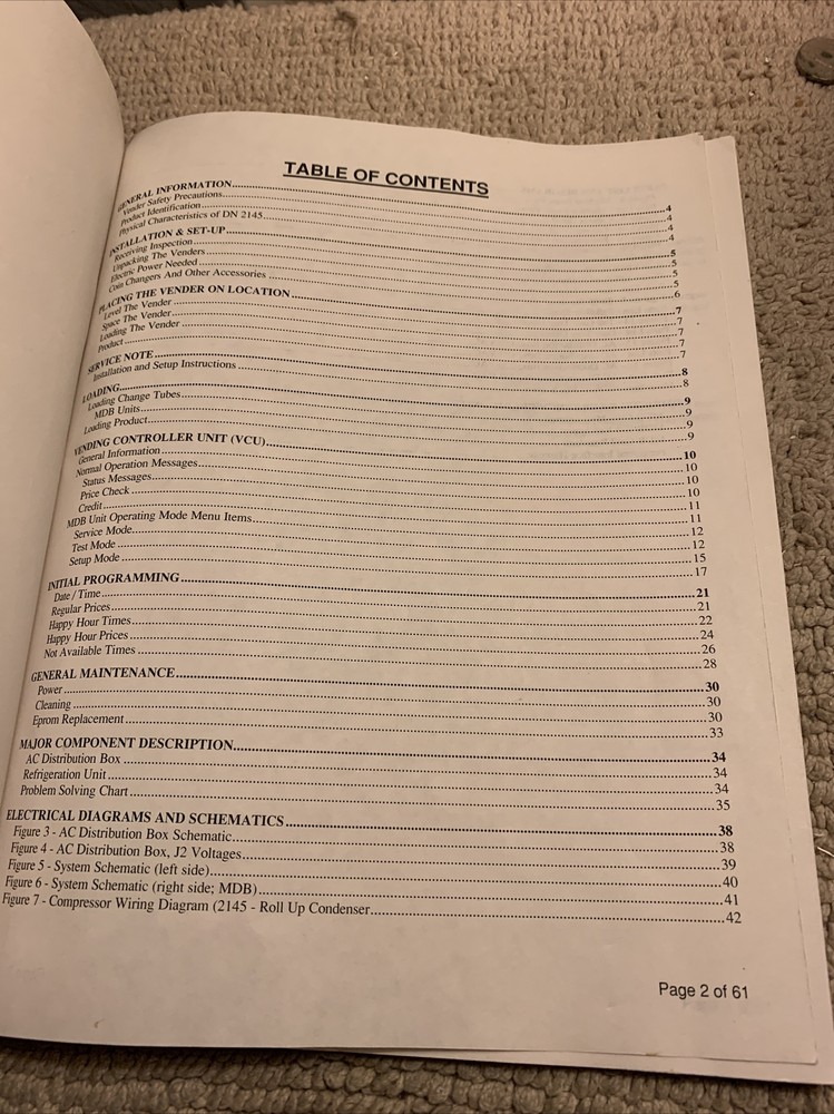 Original Dixie Narco Glass front Vender Dan 2145 Manual