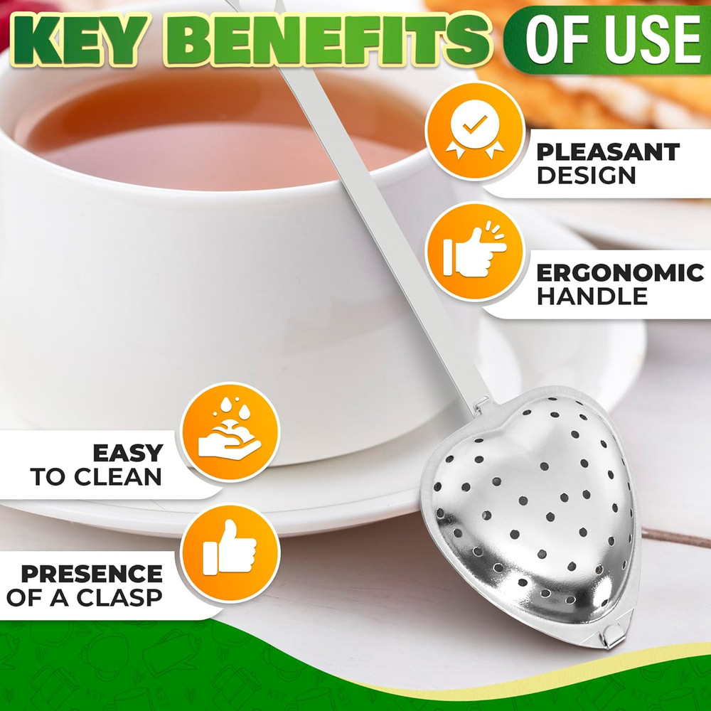 10 Pcs Heart Tea Infuser for Loose Leaf Tea Steeper – Rust-Resistant Stainless S
