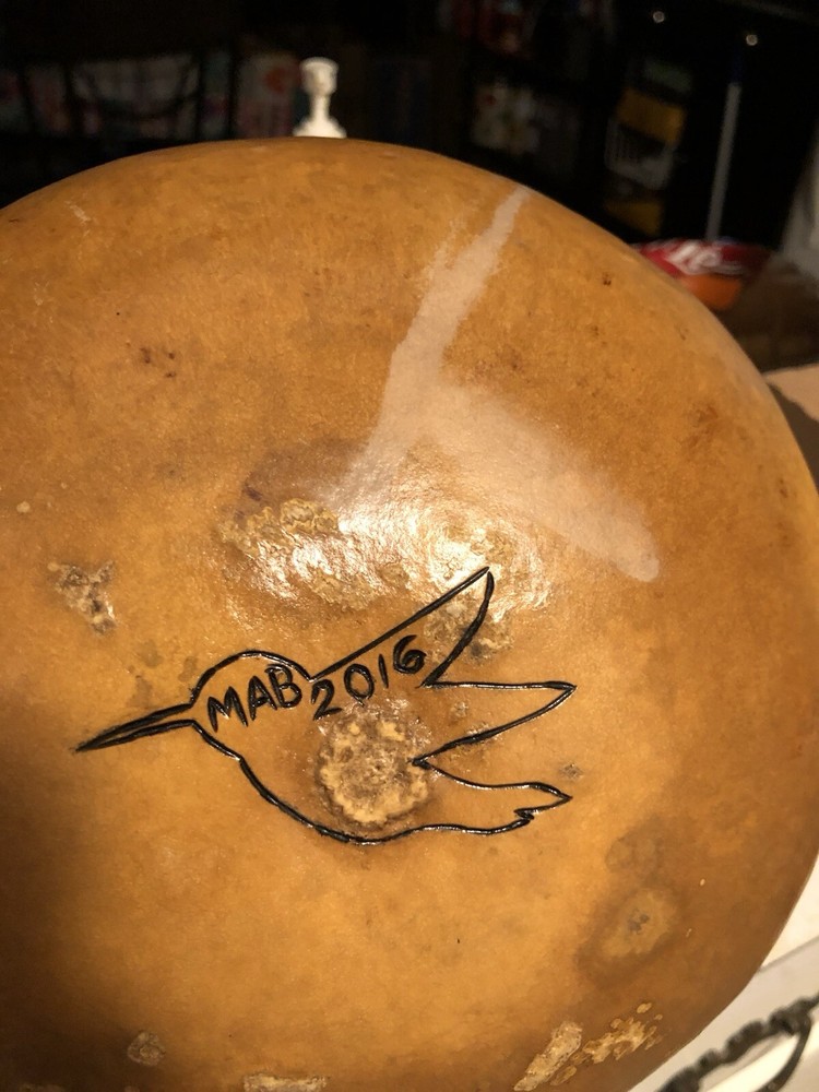 Hand Painted Gourd Bowl Signed
