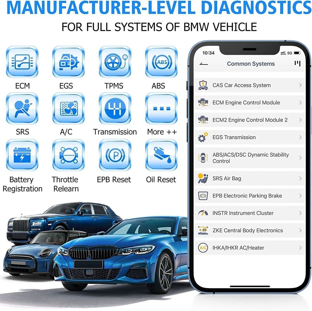 ANCEL BD300 Bluetooth FOR BMW/Mini Cooper Scanner SRS ABS Engine TPMS Diagnostic