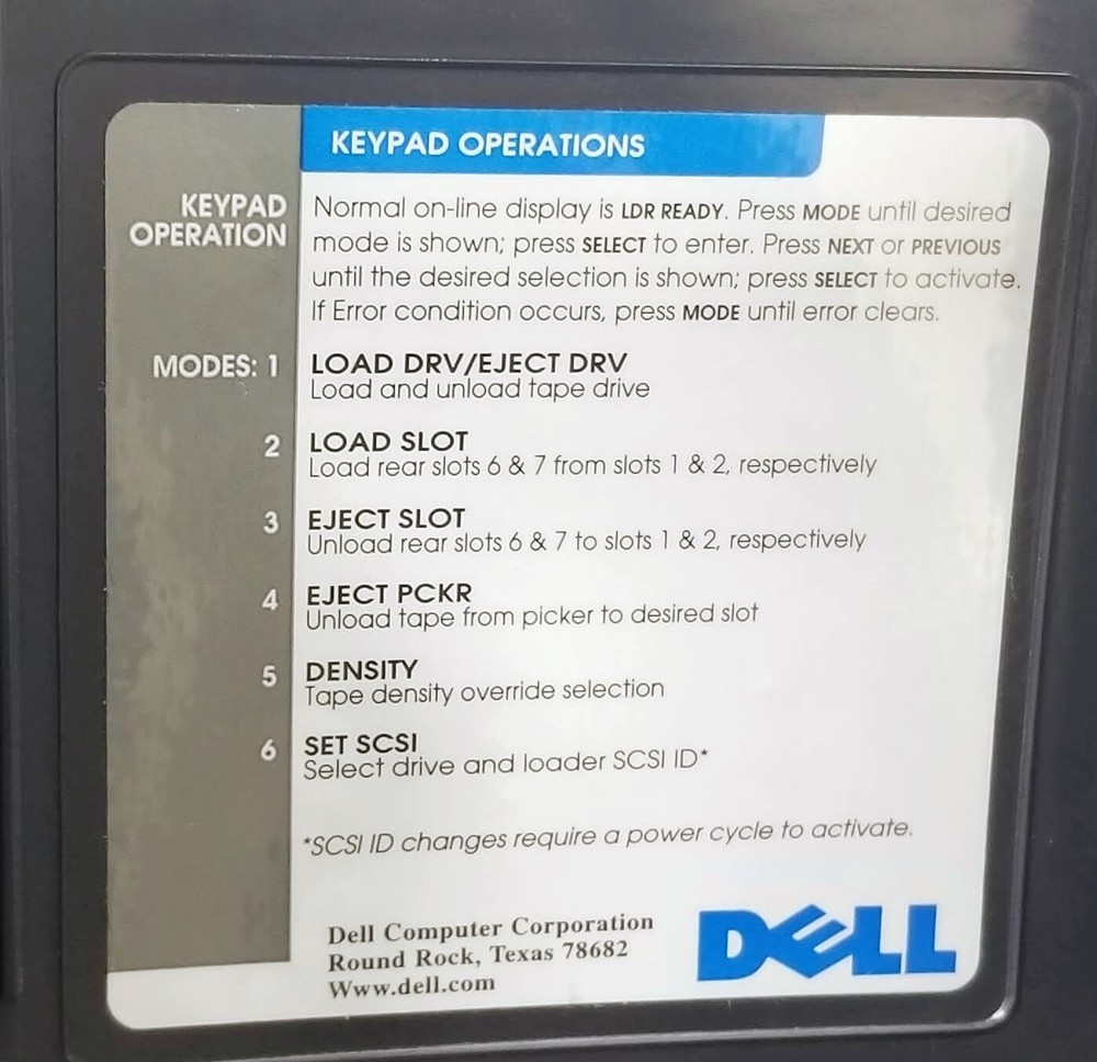 Dell PowerVault 120T FS-DLT AUTOLOADER /DLT4000 Tape Autoloader