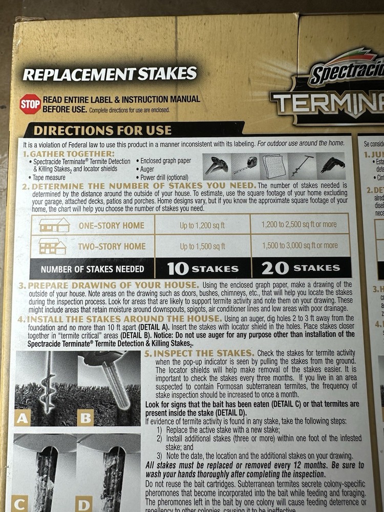 Spectracide Terminate Termite Detection & Killing Stakes - 5 Ct.
