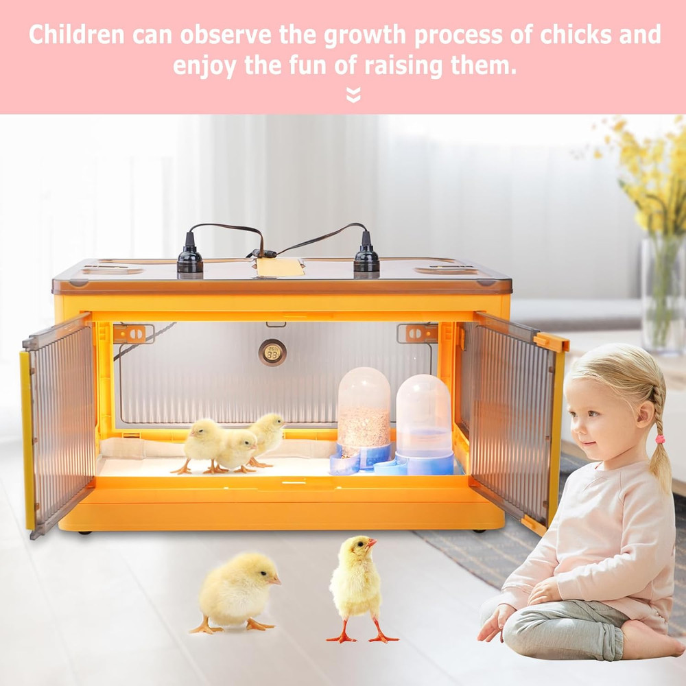 Chick Brooder Box for Chicks, Quail Brooder Box Kit with Heater Feeder and Wa...