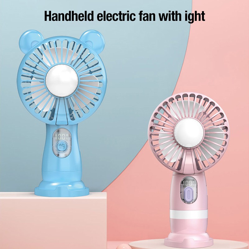 Cute Bear - Eared Handheld Electric Fan with Light