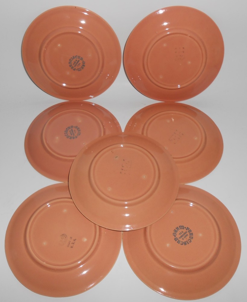 Franciscan Pottery Montecito Gloss Coral Set/7 Saucers