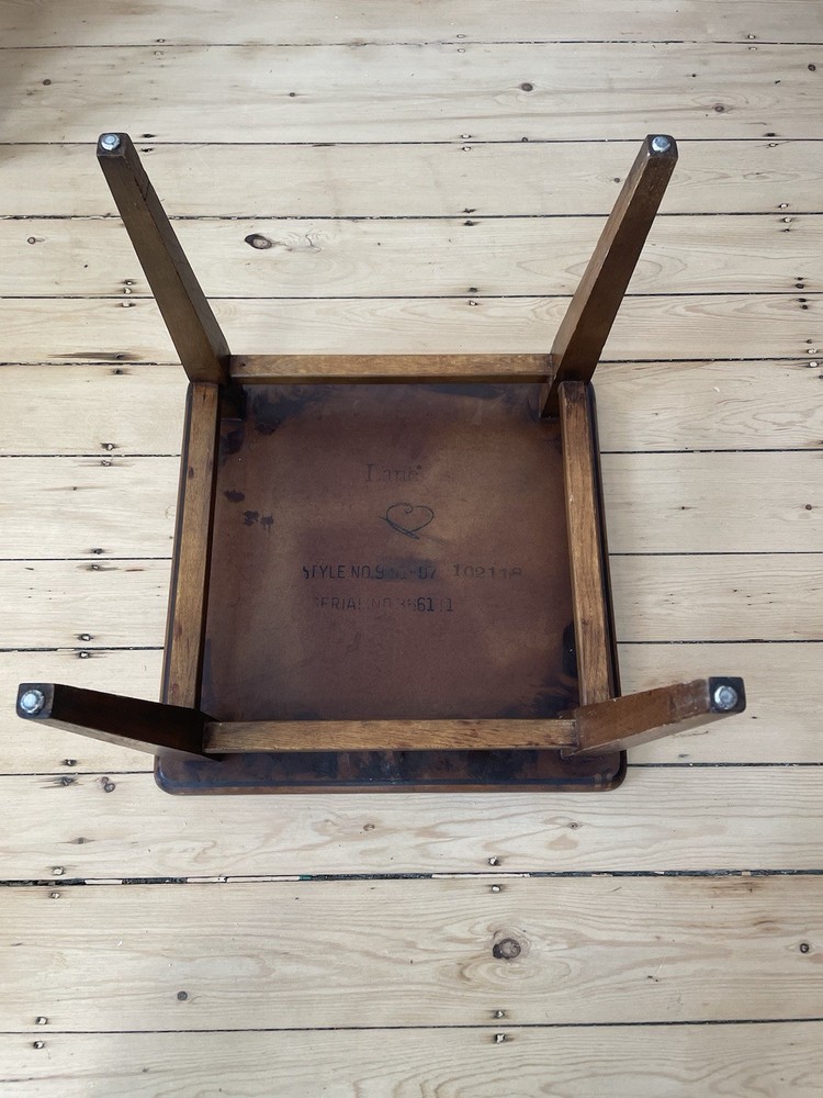 Vintage Lane Sequence Walnut Side Table MCM Black Laminate Top 1963