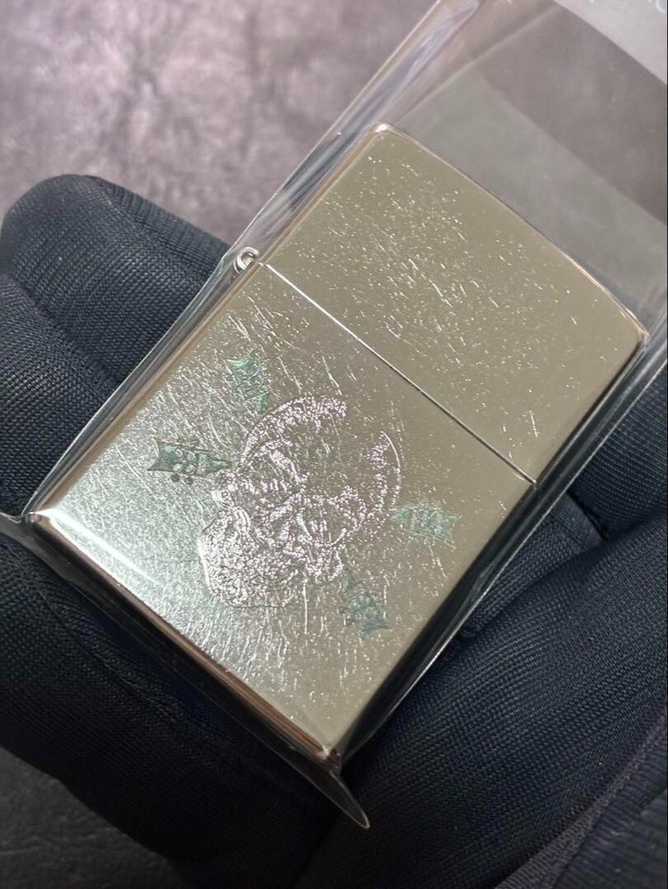 Zippo Skull Silver Dust One Sided Processing Lighter Regular Japan