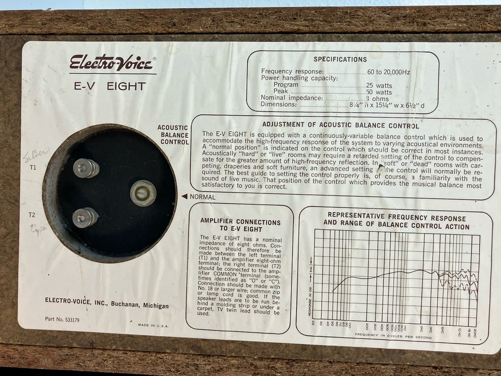Electro-Voice Vintage Speakers EV Eight Pair Compact System