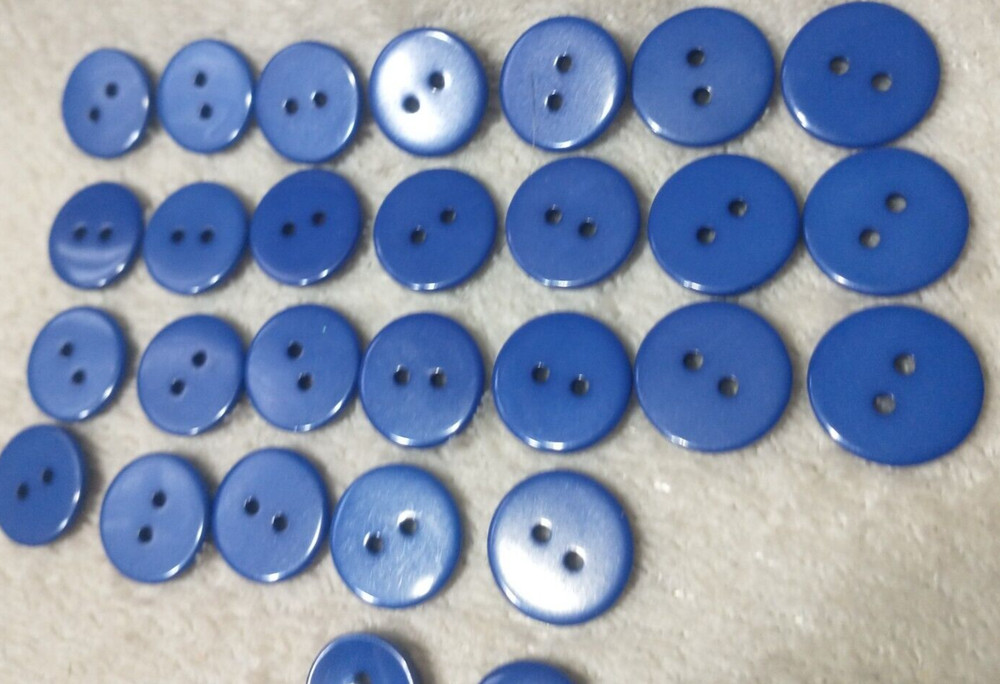 28 Blue Plastic 1/2" Buttons Round Two Holed B37