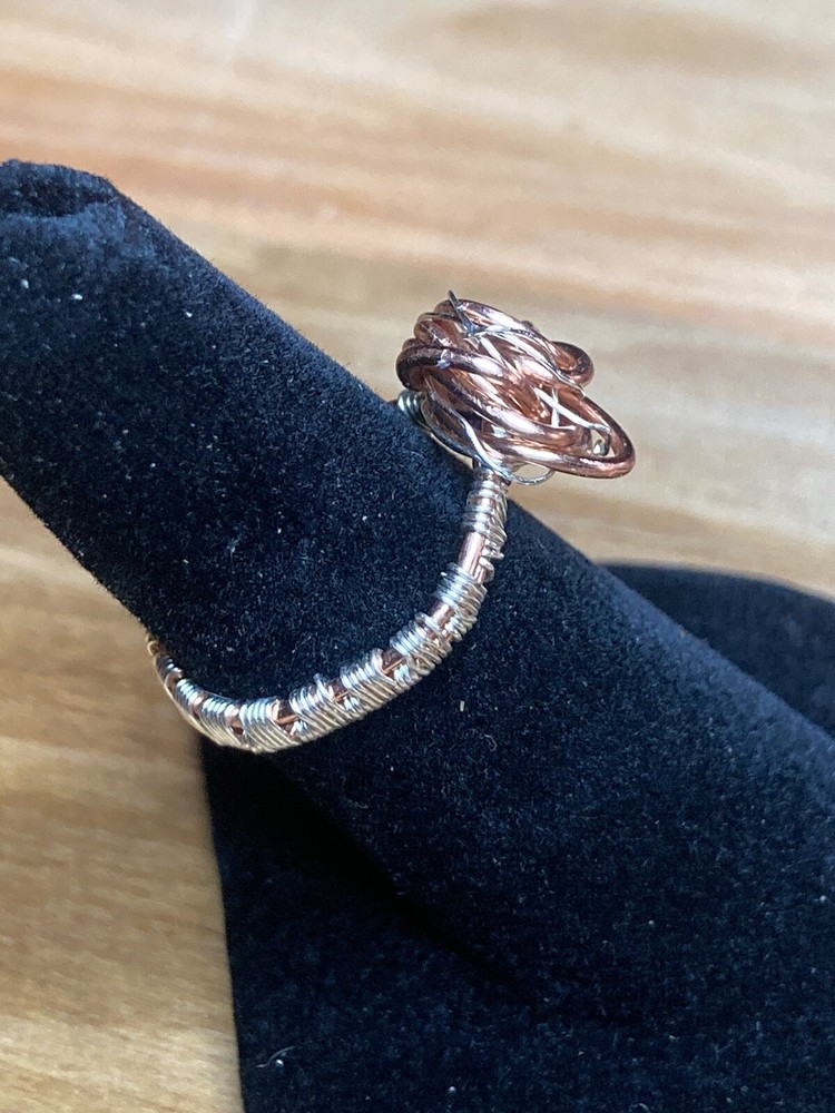 Rose Ring Silver Plated Copper/ Copper Protective Coat Sz 6 Handmade